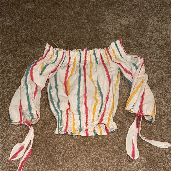 CAROLINE CONSTAS APPOLONIA OFF THE SHOULDER TOP LINEN COTTON - XS. Y - Picture 1 of 5